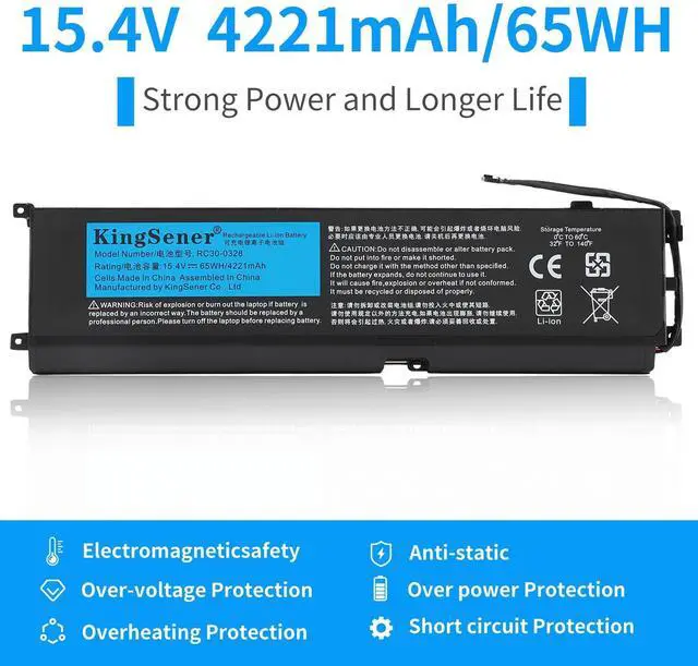 Alt view image 3 of 5 - KingSener RC30-0328 Laptop Battery for Razer Blade 15 2020 RZ09-0328 RZ09-03304x RZ09-03305x RZ09-0330x 15.4V 65Wh 4221mAh