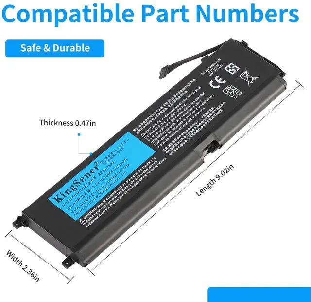 Alt view image 5 of 5 - KingSener RC30-0328 Laptop Battery for Razer Blade 15 2020 RZ09-0328 RZ09-03304x RZ09-03305x RZ09-0330x 15.4V 65Wh 4221mAh