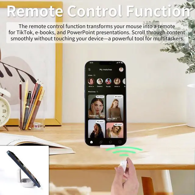 Alt view image 5 of 5 - Mini Bluetooth Wireless Mouse - Dual Mode Finger & Ring Touchpad Design, Rechargeable with Charging Case for PC, Laptops, Tablets & Smartphones  Ideal for Remote Control, Page Turning, and Travel (W)