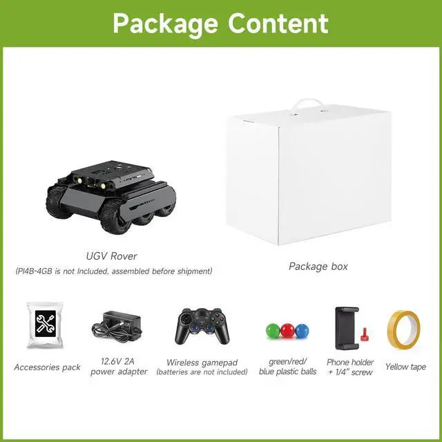 Alt view image 2 of 5 - Waveshare UGV Rover Open-Source 6 Wheels 4WD AI Robot, Compatible with Raspberry Pi 4B, Dual Controllers, Computer Vision, PI4B-4GB NOT Included