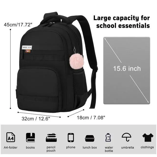 Alt view image 2 of 4 - YAMTION School Backpack for Teens, Laptop Backpack Fits 15.6Inch Notebook for Travel,Book Bags with Large Capacity,Casual Back Pack for Girls Middle and High School College