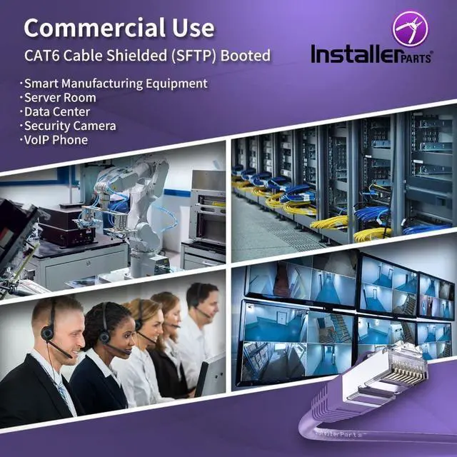Alt view image 4 of 5 - InstallerParts (10 Pack Ethernet Cable CAT6 Cable Shielded (SSTP/SFTP) Booted 0.5 FT - Purple - Professional Series - 10Gigabit/Sec Network/High Speed Internet Cable, 550MHZ