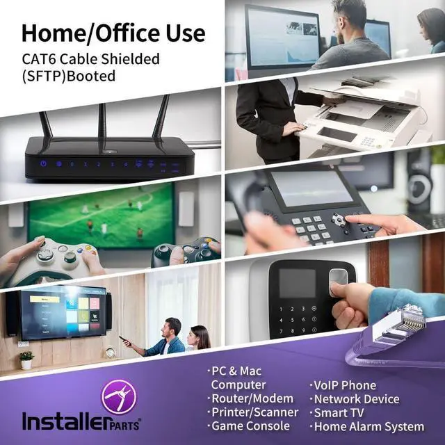 Alt view image 5 of 5 - InstallerParts (10 Pack Ethernet Cable CAT6 Cable Shielded (SSTP/SFTP) Booted 0.5 FT - Purple - Professional Series - 10Gigabit/Sec Network/High Speed Internet Cable, 550MHZ