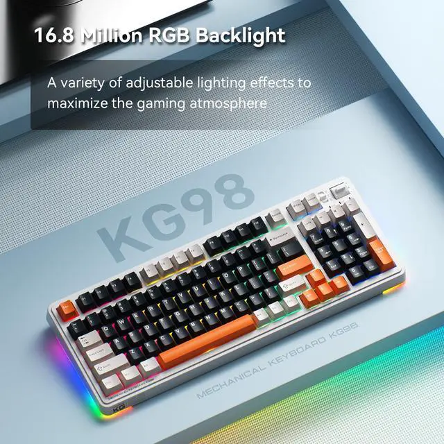 Alt view image 3 of 5 - Machenike KG98 Mechanical Keyboard,Hot Swappable Custom Gaming Keyboard,Pre-lubed Linear Switches,RGB Sidelit,Tri-Mode 98 Keys Compact Layout for Gaming/Typing/Win/Mac/PC