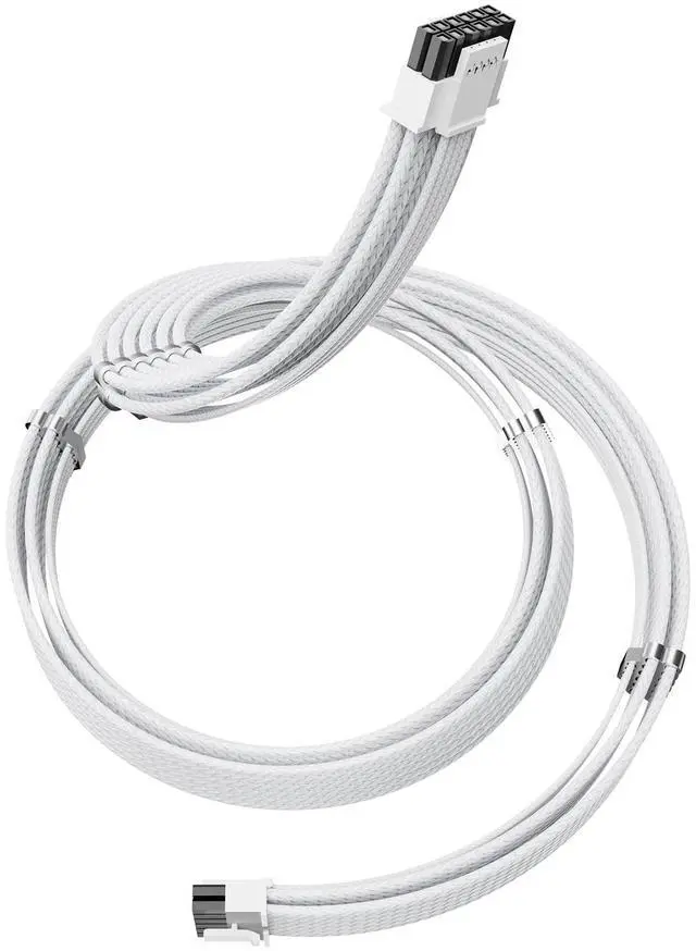 Main image of SIRLYR 12V-2×6 PCIE 5.1 GPU Cable, 16 Pin 12VHPWR PSU Cable for ATX 3.1/3.0 Power Supply,600W Output for RTX 40/50 Series PC Setup 70cm White Nylon Braided with Alloy Wire Combs