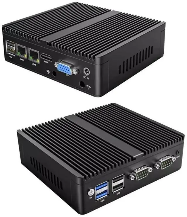 Alt view image 2 of 5 - Fanless Mini PC, Industrial PC, Mini Computer Celeron N4100,HD+VGA Dual Dispaly Output, 2 * 1000Mbps LAN,DDR4 1*M.2 nvme,USB3.0, COM, WiFi,4GB RAM 64GB SSD