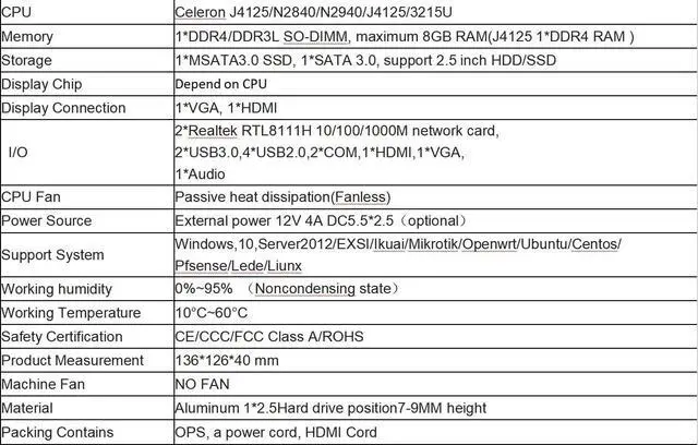 Alt view image 5 of 5 - Fanless Mini PC, Industrial PC, Mini Computer Celeron N4100,HD+VGA Dual Dispaly Output, 2 * 1000Mbps LAN,DDR4 1*M.2 nvme,USB3.0, COM, WiFi,4GB RAM 64GB SSD