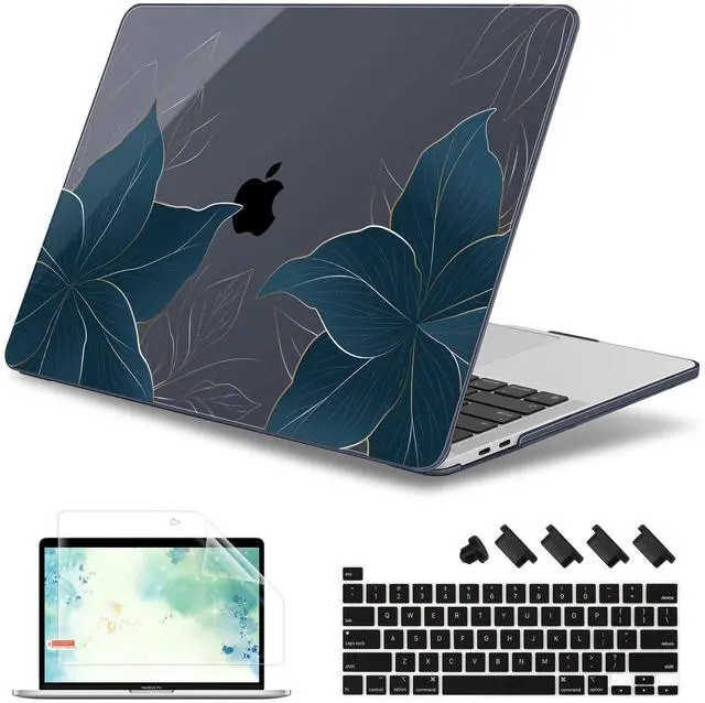 Main image of May Chen for MacBook Pro 16 inch A2141 2020 2019 Release, Screen Protector & Keyboard Cover Plastic Soft-Touch Case for MacBook Pro 16-inch with Touch Bar & Touch ID - Golden Flowers