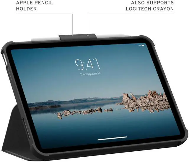 Alt view image 5 of 5 - URBAN ARMOR GEAR UAG Designed for iPad A16 Case 11" 11th Gen 2025, 10.9" 10th Gen 2022 (A3354 A3355) Plyo LT - Armor Shell Folio Cover with Adjustable Kickstand & Pencil Holder, Ice/Black