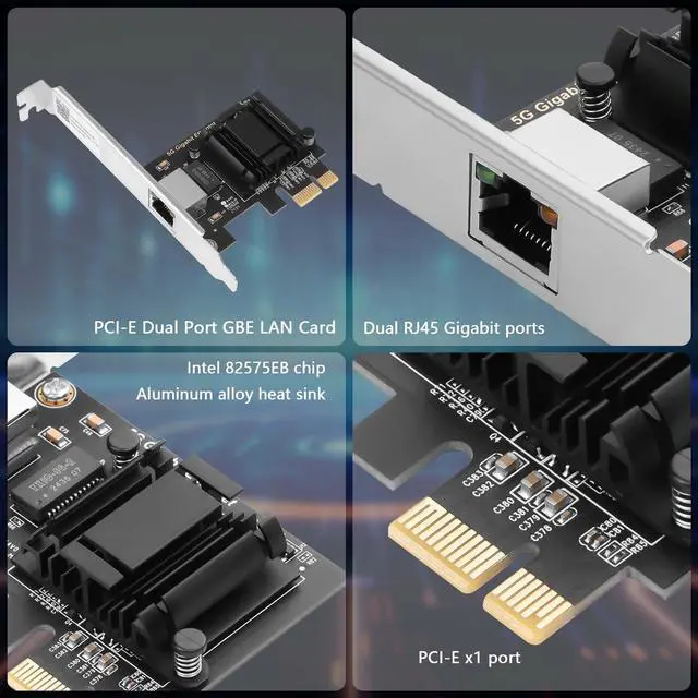 Alt view image 4 of 5 - GINTOOYUN 5Gb PCI Network Card 2.5Gbps/1Gbps/100Mbps PCI Ethernet Interface Adapter 100Mbps Express 3.18GT/s Ethernet Card Converted to Ethernet RJ45 LAN Port,Supports Windows/Linux