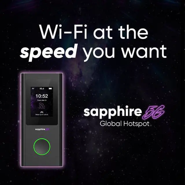 Alt view image 4 of 5 - TravelWifi Sapphire 5G Mobile Hotspot, Portable WiFi Hotspot for Travel, CloudSIM Technology, Large Touch Screen, Network Congestion Monitoring, Preloaded 5GB Free Global Data, Optional Sim Card Slot