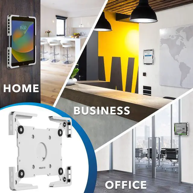 Alt view image 3 of 5 - Mount-It! Universal Tablet Wall Mount, Anti-Theft iPad Mount, Enclosure Fits Tablets from 9.7" to 13" Screen Size, Flush Wall Mounting Kiosk, Durable Steel Design, White