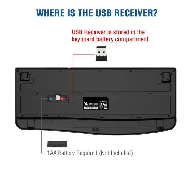 Alt view image 5 of 5 - EDJO Wireless Keyboard, 2.4G Ergonomic Full Size Wireless Computer Keyboard with Wrist Rest for Windows, Mac OS Desktop/Laptop/PCBlack
