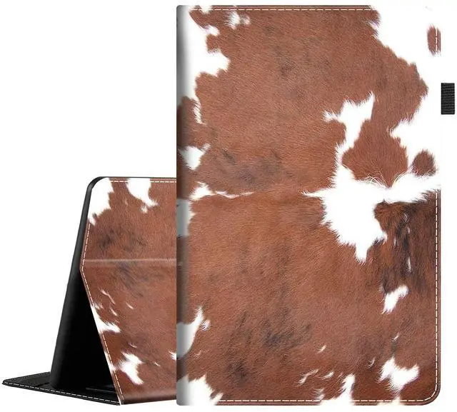 Main image of Case for All Amazon Kindle Fire 7 Tablet (9th/7th/5th Generation, 2019/2017/2015 Version) 7 inch, Multi-Angle View Adjustable Stand Auto Wake/Slee,Cowhide Farm Animal Skin Leopard Brown Cow