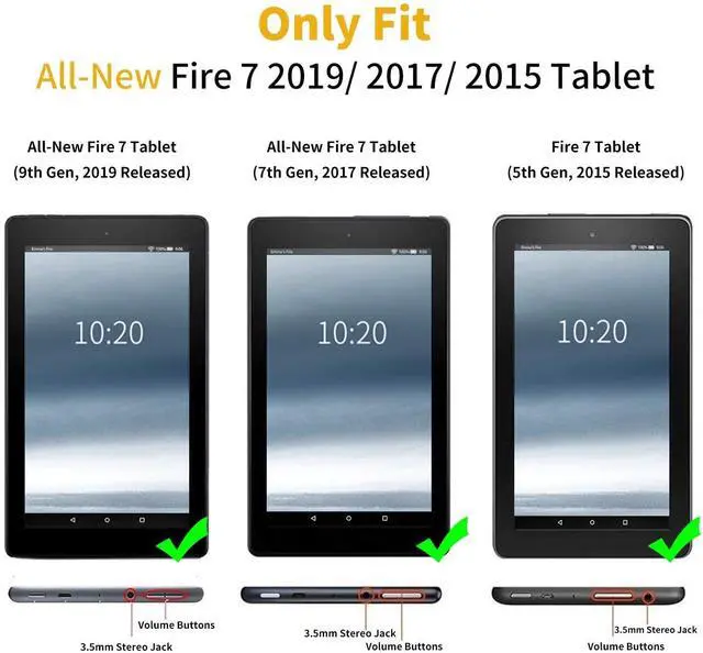 Alt view image 2 of 5 - Case for All Amazon Kindle Fire 7 Tablet (9th/7th/5th Generation, 2019/2017/2015 Version) 7 inch, Multi-Angle View Adjustable Stand Auto Wake/Slee,Cowhide Farm Animal Skin Leopard Brown Cow