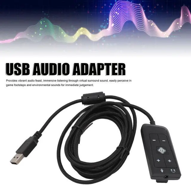 Alt view image 2 of 5 - USB Sound USB to 3.5mm Jack Audio Adapter, USB Sound Card USB to 3.5mm Jack Audio Adapter, USB Adapter for HyperX Cloud II, for PS5, for Series X S, for One