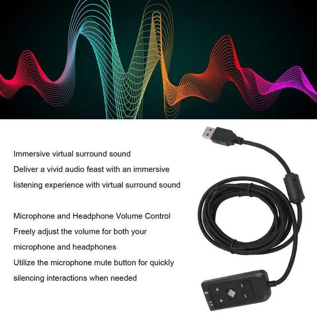 Alt view image 3 of 5 - USB Sound USB to 3.5mm Jack Audio Adapter, USB Sound Card USB to 3.5mm Jack Audio Adapter, USB Adapter for HyperX Cloud II, for PS5, for Series X S, for One