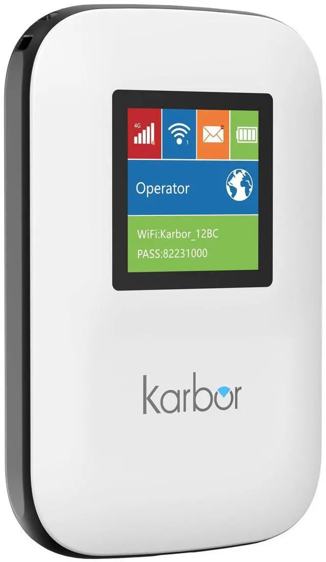 Main image of Karbor 4G LTE WiFi Hotspot, Portable WiFi for Travel in 80+ Countries, No SIM Required, No Contract, Connect 10 Devices, Pocket Mobile Router for Traveler, 1GB Global Data (US/CA/MX/EU/Asia)