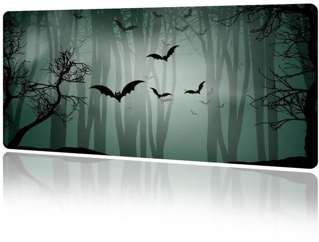 Main image of MAYCARI Halloween Cute Bat Mouse Pad Kawaii Cartoon Funny Spirit Extended Desk Mat Non-Slip Rubber Baseb Large Green Mousepad for Desk Gaming Laptop Desktop 31.5"X15.7"