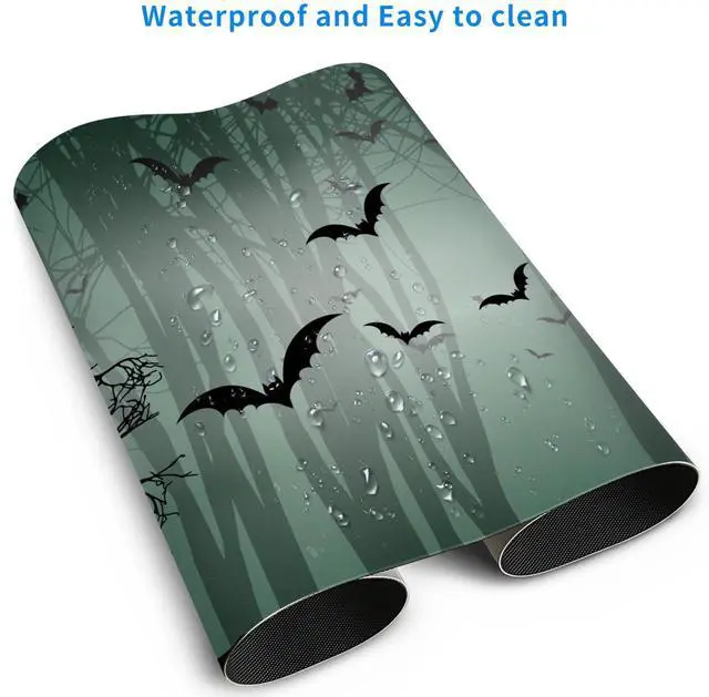 Alt view image 4 of 5 - MAYCARI Halloween Cute Bat Mouse Pad Kawaii Cartoon Funny Spirit Extended Desk Mat Non-Slip Rubber Baseb Large Green Mousepad for Desk Gaming Laptop Desktop 31.5"X15.7"