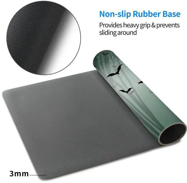 Alt view image 5 of 5 - MAYCARI Halloween Cute Bat Mouse Pad Kawaii Cartoon Funny Spirit Extended Desk Mat Non-Slip Rubber Baseb Large Green Mousepad for Desk Gaming Laptop Desktop 31.5"X15.7"