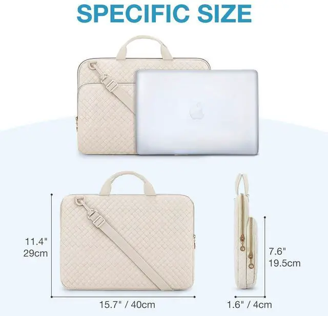 Alt view image 5 of 5 - BAGSMART 15.6 Inch Laptop Shoulder Bag, Laptop Sleeve Compatible with MacBook Pro 16 Inch,15.6 Inch HP,Dell,Acer Aspire,Asus Notebook, Protective Case with Shoulder Strap,Pocket,Handle, Beige