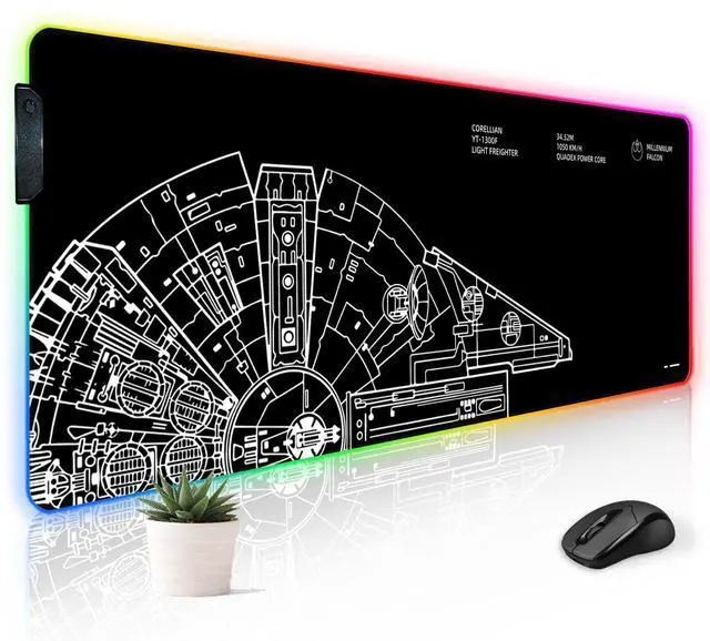 Main image of Stanoha RGB Mousepad LED Desk Mat Gaming Large Keyboard Cute Desktop Computer Laptop 14 Light XXL Long Giant Big Cool Modern Design Unique for Men Boys Gamer Oversized Wide 30x12'' Mousepad, Wars