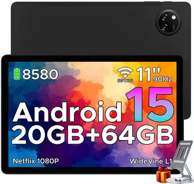 Main image of DOOGEE Tab A9+ Android 15 Tablet,11 inch Tablet with 90Hz,8580mAh,20GB+64GB/2TB Octa Core,7.9mm Ultra Thin Gaming Tablets,13MP+5MP,Dual Speakers,Bluetooth 5.0,Face ID,5G WiFi,FM,Widevine L1,GPS,Black