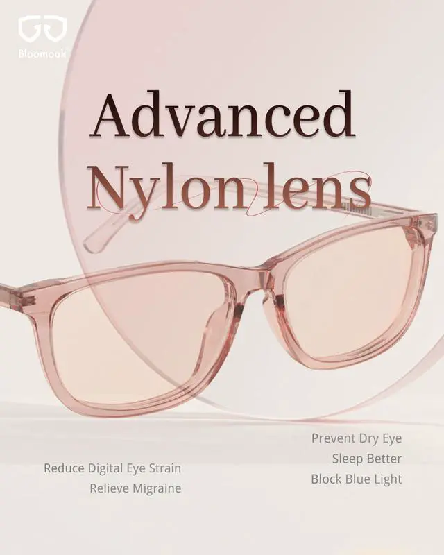 Alt view image 3 of 5 - Bloomoak Rose Migraine Glasses, FL-Flex Light Sensitivity Relief Glasses for Fluorescent LED Glare/Photophobia/Eye Strain (Migraine glasses, Blush Pink - 52% - Transparent Petal Pink(For Indoor))