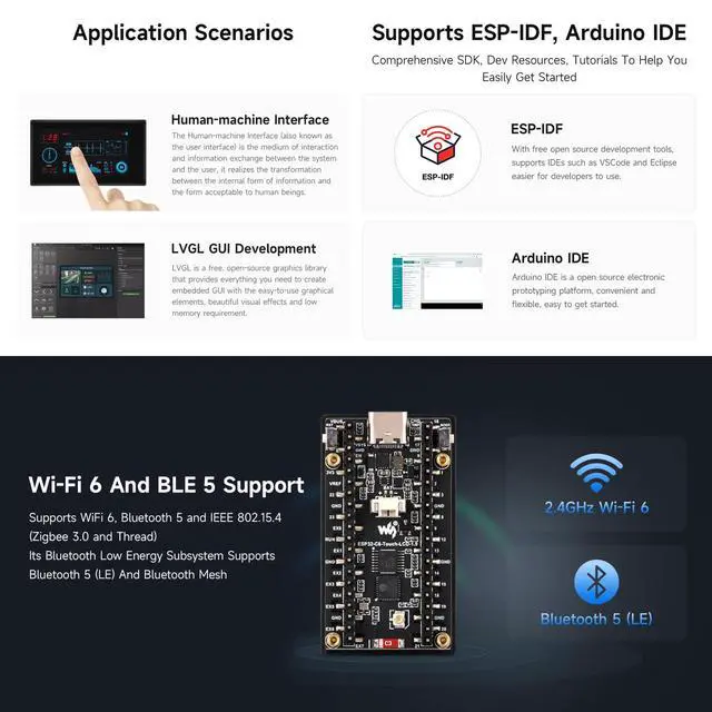Alt view image 5 of 5 - Waveshare ESP32-C6 1.9inch Display Development Board, 170×320 Pixels, 262K Colors, 160MHz RISC-V Single-core Processor, WiFi 6 & Bluetooth, 90° Rotation Support, ESP32 with Display Integration