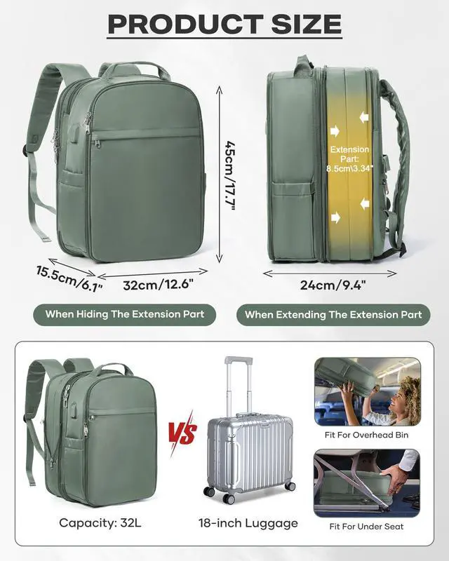 Alt view image 4 of 5 - wepadre Expandable Vacuum Travel Backpack with Pump Travel Backpack with Vacuum System Vacpack Compression Backpacks Easy Vac Pack Carry on Luggage