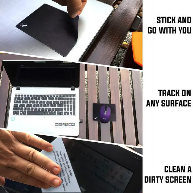 Alt view image 4 of 5 - Webcam Covers + Adhesive Mouse Pad - Tablet Webcam Covers - Smart TV & for Every Size Webcam on Any Device - Reusable/Multi-use  Protect Your Privacy with Gecko (Black + Mousepad)