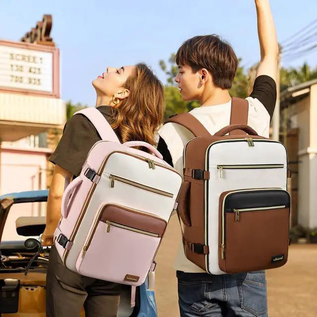 Alt view image 2 of 5 - LOVEVOOK Travel Backpack For Women,50L Carry On Backpack Flight Approved,TSA Personal Item Travel Bag Fits 18 Inch Laptop,Business Weekender Overnight Daypack with Toiletry Bag and Cubes