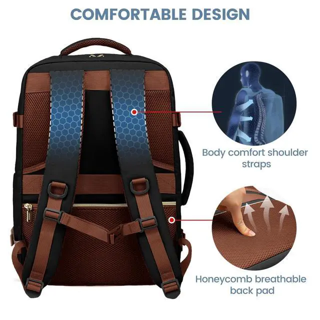 Alt view image 5 of 5 - LOVEVOOK Travel Backpack For Women,50L Carry On Backpack Flight Approved,TSA Personal Item Travel Bag Fits 18 Inch Laptop,Business Weekender Overnight Daypack with Toiletry Bag and Cubes
