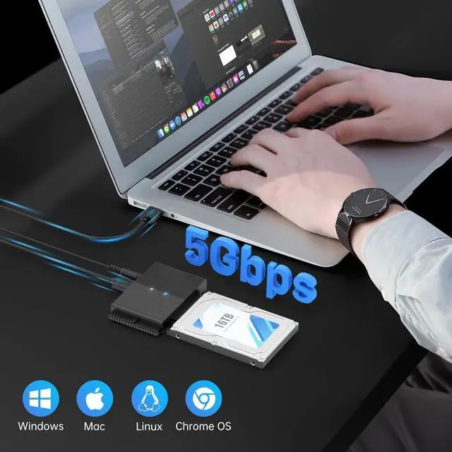 Alt view image 2 of 5 - FIDECO USB 3.0 to SATA or IDE Adapter, Hard Drive Adapter Cable Universal for 2.5/3.5 inch SATA HDD/SSD & IDE HDD with 12V Power Adapter