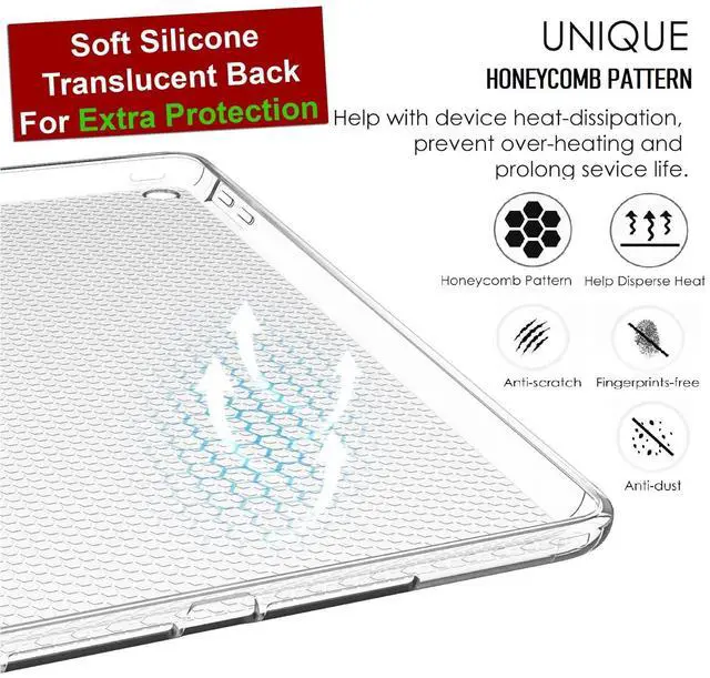 Alt view image 5 of 5 - DuraSafe Cases for iPad PRO 11 3 2 Gen [ PRO 11 3rd 2nd ] A2377 A2459 A2301 A2460 A2228 A2068 A2230 Printed Smart Trifold Lightweight Soft Silicone Transparent Front & Back Cover - Damask