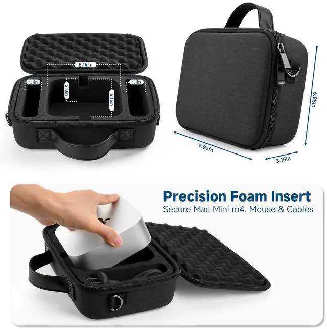 Alt view image 3 of 5 - CaSZLUTION Travel Case for Mac Mini M4 | EVA Shockproof Protective Storage Box with Custom Sponge Insert for Mac Mini M4 / M4 Pro, Magic Mouse and Cables (Case Only)