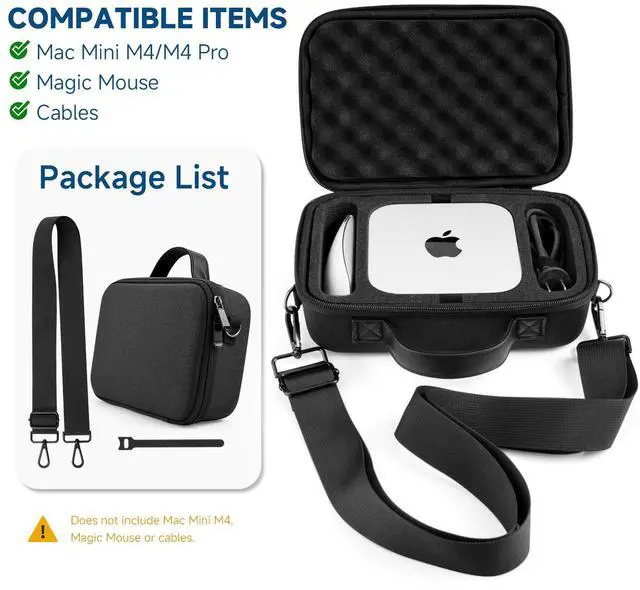 Alt view image 4 of 5 - CaSZLUTION Travel Case for Mac Mini M4 | EVA Shockproof Protective Storage Box with Custom Sponge Insert for Mac Mini M4 / M4 Pro, Magic Mouse and Cables (Case Only)