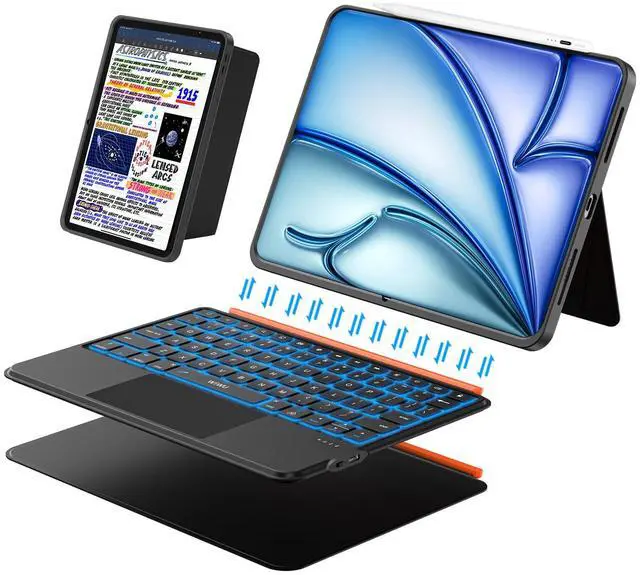 Main image of Keyboard Case for iPad Air 11 inch M3 M2 (2025 2024)&Pro 11,Magnetic Detachable iPad A16 11th/10th Keyboard,Trackpad,Backlit,Quiet Typing,Full Protection for iPad Air 5th/4th Gen 10.9 inch (Black)