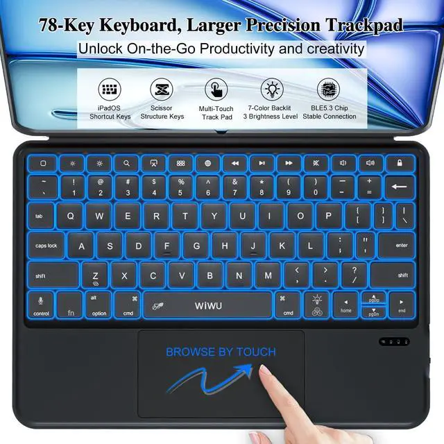 Alt view image 4 of 5 - Keyboard Case for iPad Air 11 inch M3 M2 (2025 2024)&Pro 11,Magnetic Detachable iPad A16 11th/10th Keyboard,Trackpad,Backlit,Quiet Typing,Full Protection for iPad Air 5th/4th Gen 10.9 inch (Black)