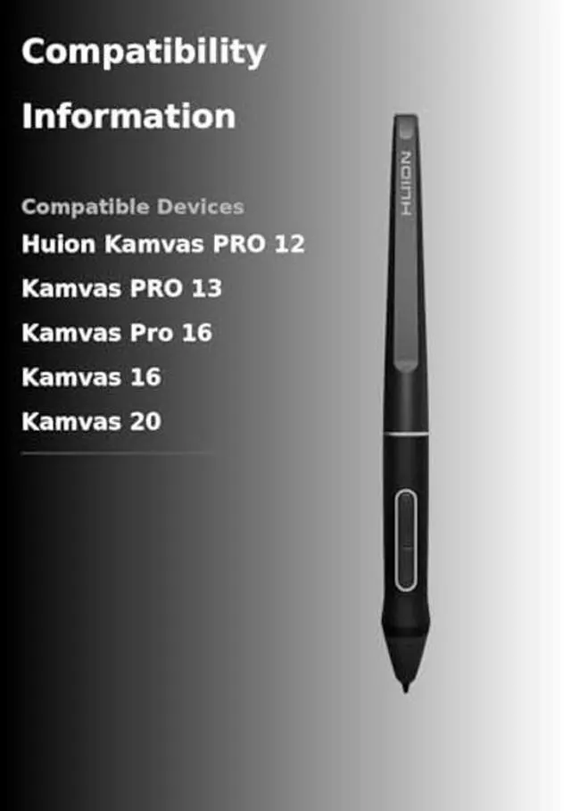 Alt view image 3 of 5 - HUION PW507 Battery-Free Stylus for Huion Kamvas PRO 12, Kamvas PRO 13,Kamvas Pro 16, Kamvas 16 and Kamvas 20 Graphics Drawing Monitor