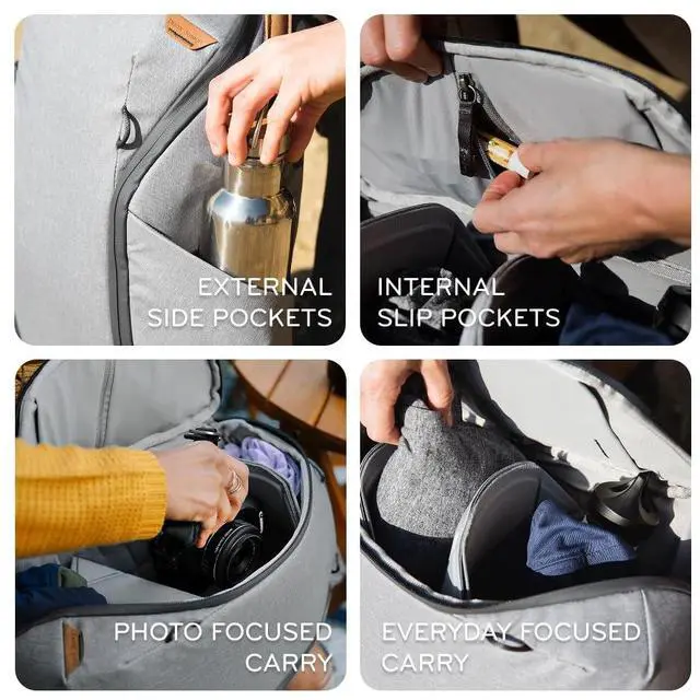 Alt view image 5 of 5 - Peak Design Everyday Backpack Zip 15L, Kelp, 270-Degree Zip, Dual Side Pockets, FlexFold Dividers, Fits 15" Laptop, For Camera Carry, Daily Commutes or Travel, Versatile Backpack for Men and Women