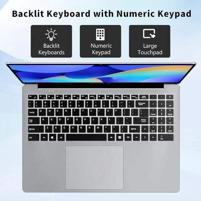 Alt view image 3 of 5 - FUNYET Laptop Computer, 16 inch Gaming Laptop, Lap Top PC 2025, 16GB RAM 1TB SSD, Intel 13th Gen N150 Processor(up to 3.6GHz), Backlit Keyboard, FHD 1920 * 1200, for Students and Business, WiFi 5