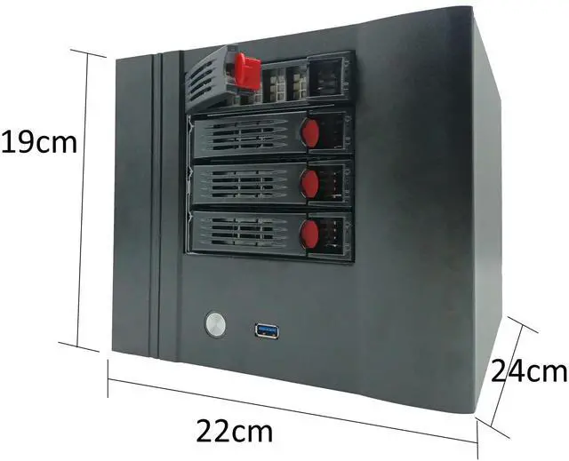 Alt view image 4 of 5 - KCMconmey 4 + 2 Bay DIY NAS Case, 4 x 2.5 / 3.5 Tray + 2 x 2.5 Internal Bay. MB ITX. PSU Flex. Front USB 3.0 12cm Chassis Fan Hot Swap Backplane. Network Attached Storage Private Cloud Enclosure.