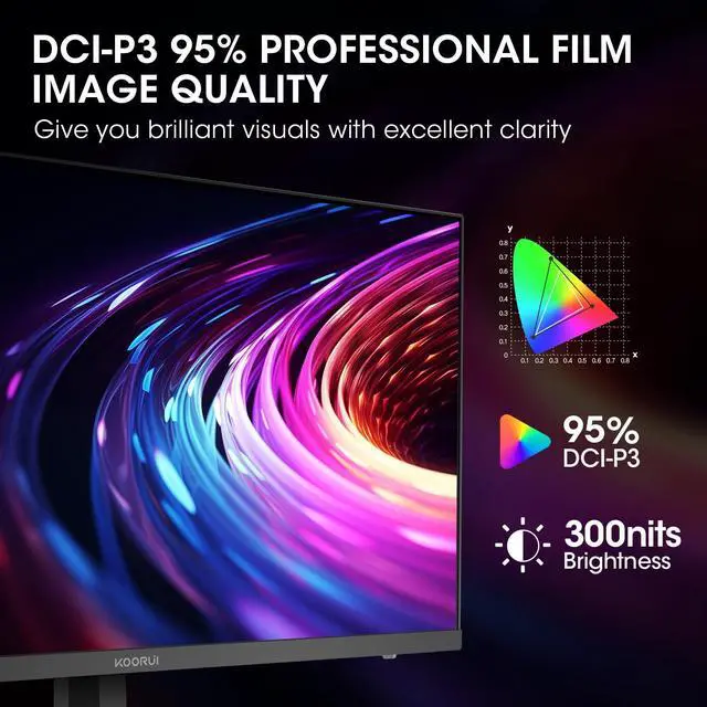 Alt view image 5 of 5 - KOORUI Monitor, 27" WQHD IPS Gaming Monitor, 170Hz, 1ms, HDR10, Compatibility G-Sync and FreeSync, Tilt Pivot Swivel Vertical Height Adjustable2 HDMI 2.0 & 1 DisplayPor 1.4, GN07