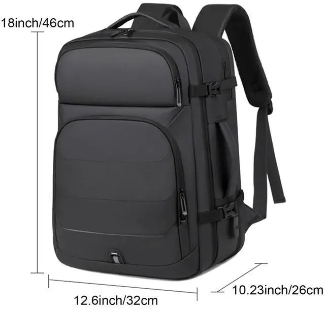 Alt view image 2 of 5 - Wesoke Large Travel Backpack 17 Inch Laptop Backpack for Men Women, Big Carry on Backpack Expandable Luggage Suitcase Rucksack Casual Daypack with USB Port for Weekender Business Hiking, Black