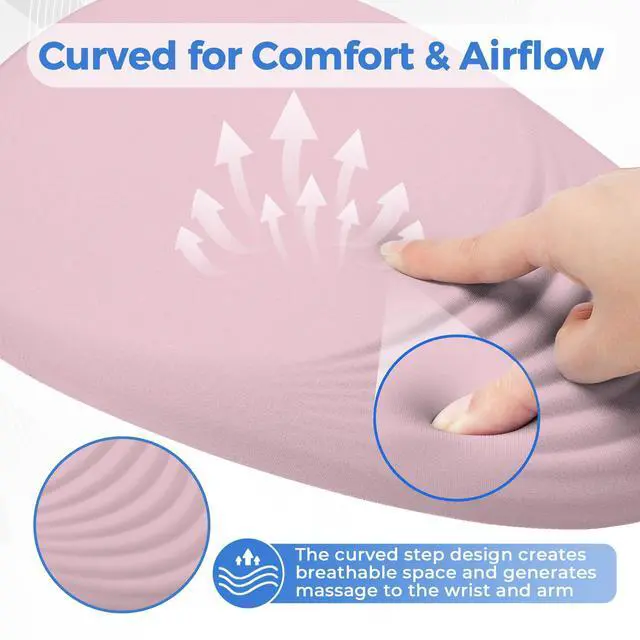 Alt view image 5 of 5 - ORIENWEEDA Ergonomic Mouse Pad with Wrist Support, Comfortable Entire Memory Foam, Wrist Pain Relief and Anti-Slip PU Base, Mousepad for Various Computers, Laptop PC (12x8x1.2inch, Pink)