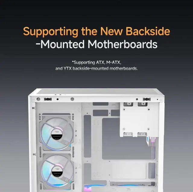 Alt view image 4 of 5 - Iota C70 WH Mid-Tower Computer PC Gaming Case,Pre-Installed 6 ARGB Fans with Fan Hub,Real-Time Temp Digital Display,Large Capacity,Panoramic View,Quick-Release,Heavy Process,Type-C 3.1*1,USB 3.0*2