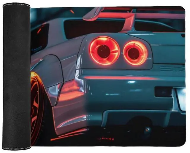 Alt view image 3 of 5 - FeoYoed JDM Car R34 Large Gaming Mouse Pad Non-Slip Rubber Base Desk Mat Computer Accessories for Office & Gaming Setups 40x90cm
