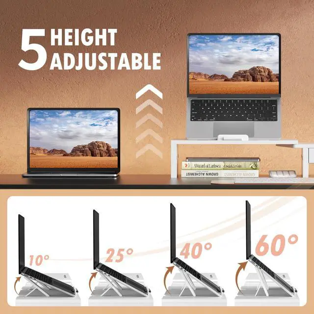 Alt view image 4 of 5 - Dual Monitor Stand Riser - Computer Monitor Stand for 2 MonitorsOffice Desktop OrganizerAdjustable Length and Angle 3 Shelf with Storage Drawer Phone Holder for Monitors and Laptops-White